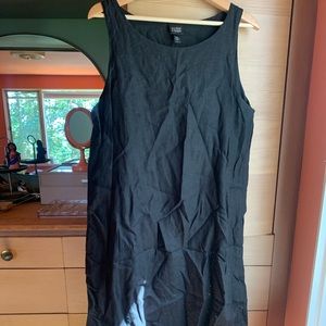 EILEEN FISHER Long double layered black linen maxi dress